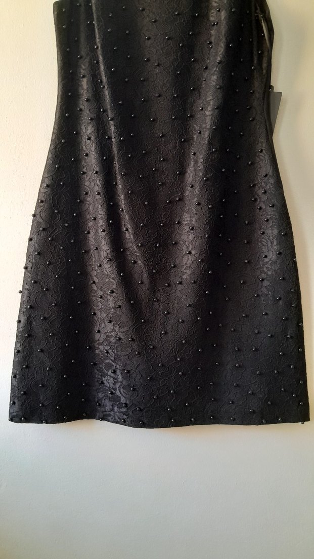 Boncuk İşlemeli Siyah Midi Kadın Elbise - Görsel 5