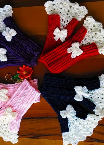 Renkli Bohem Örgü Kadın Eldivenleri - Görsel 2