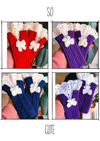 Renkli Bohem Örgü Kadın Eldivenleri - Görsel 6