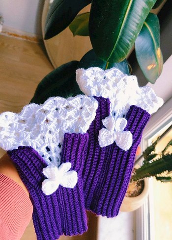 Renkli Bohem Örgü Kadın Eldivenleri - Görsel 7