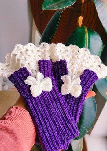 Renkli Bohem Örgü Kadın Eldivenleri - Görsel 9