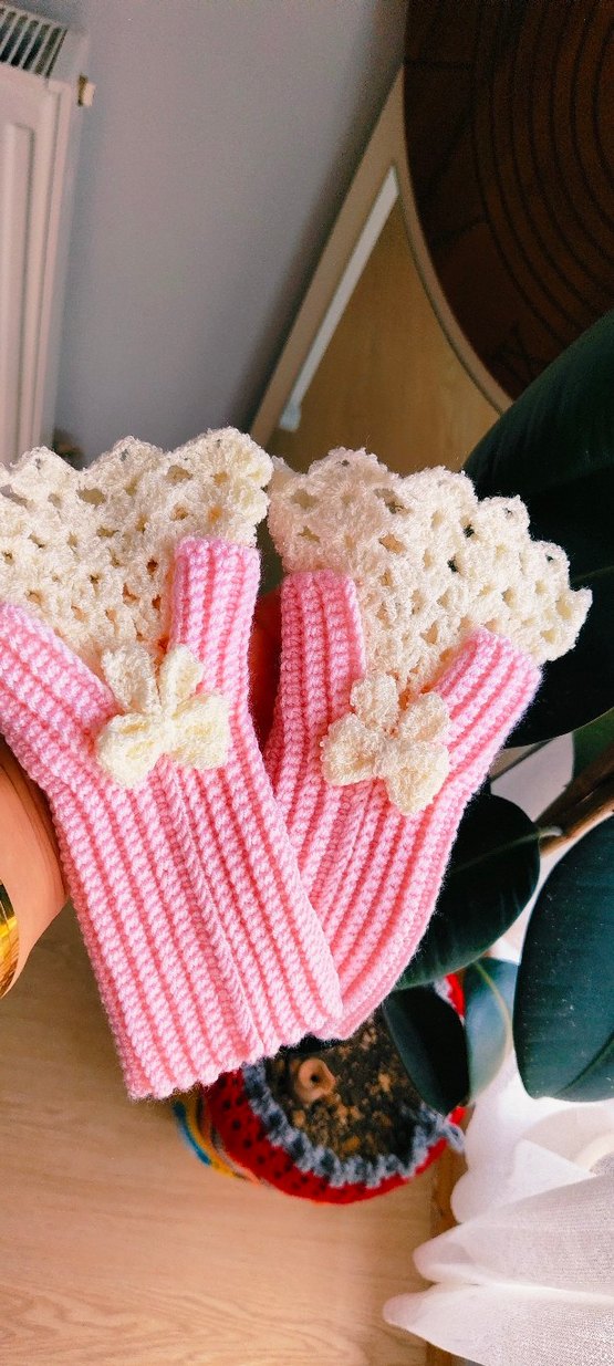 Renkli Bohem Örgü Kadın Eldivenleri - Görsel 4