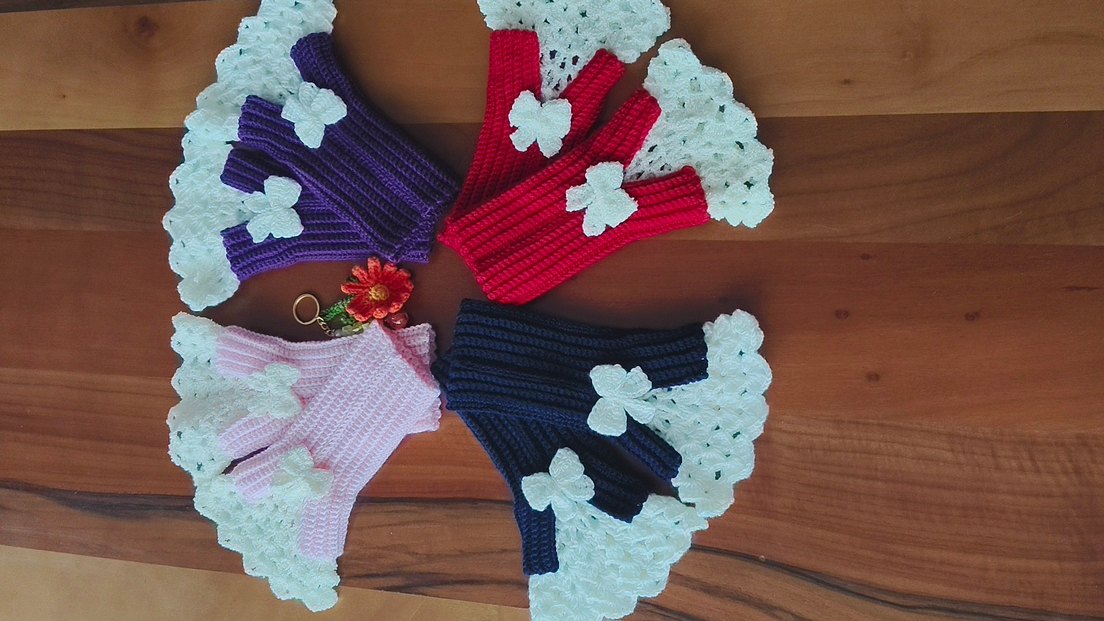 Renkli Bohem Örgü Kadın Eldivenleri - Görsel 3