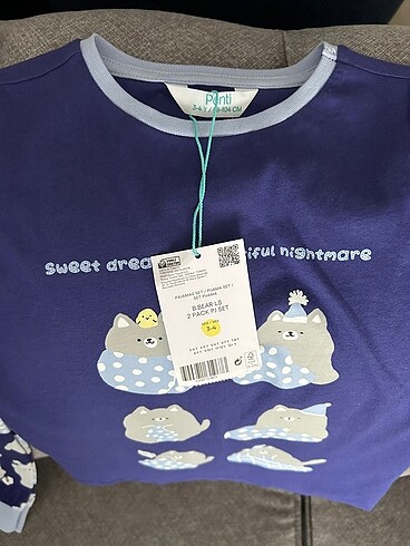4 Yaş Beden lacivert Renk Penti erkek çocuk pijama takımı