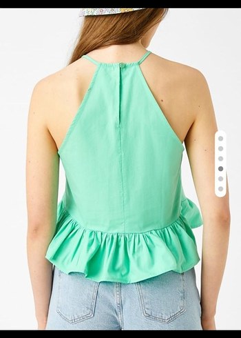 Koton KOTON Yeşil Fırfırlı Crop Top