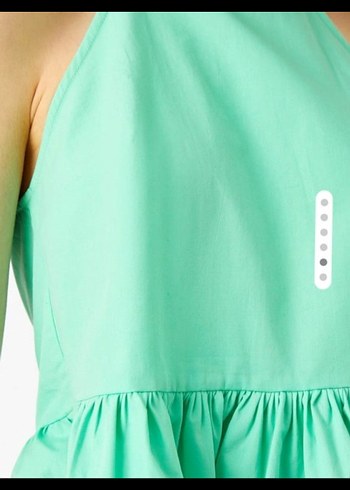 l Beden yeşil Renk KOTON Yeşil Fırfırlı Crop Top