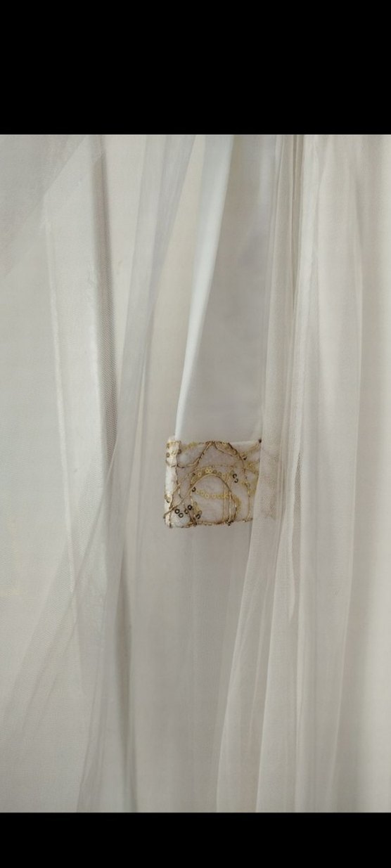 Nakışlı Uzun Kollu Beyaz Dantel Abiye - Görsel 3