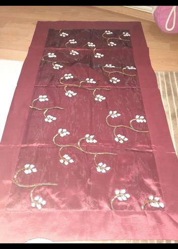 Bordo İşlemeli Parlak salon takımı - Görsel 3