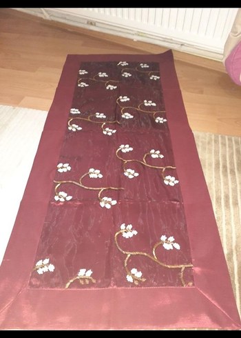 Bordo İşlemeli Parlak salon takımı - Görsel 2