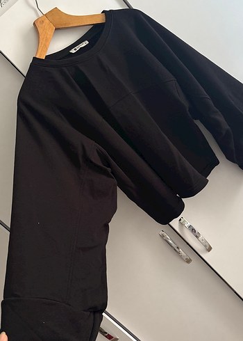 Siyah Midi Kadın Sweatshirt