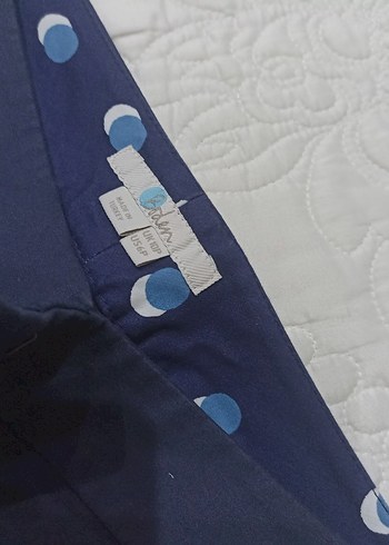 Düğmeli Mavi Kadın Kumaş Pantolon - Görsel 3