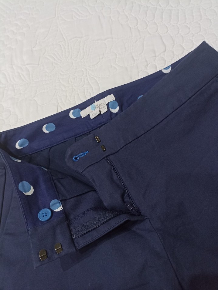 Düğmeli Mavi Kadın Kumaş Pantolon - Görsel 5