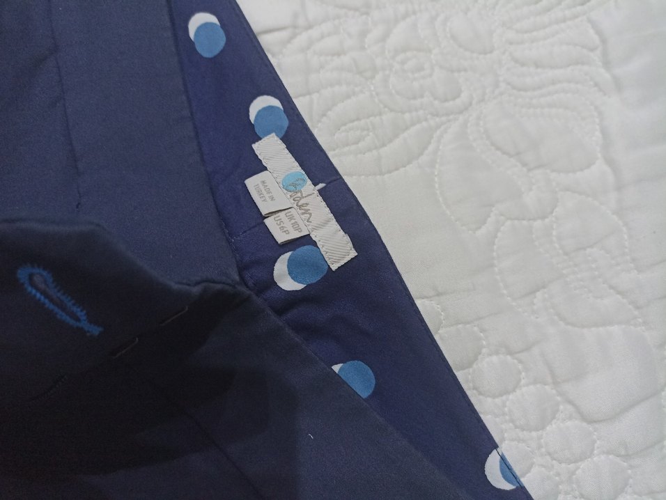 Düğmeli Mavi Kadın Kumaş Pantolon - Görsel 3