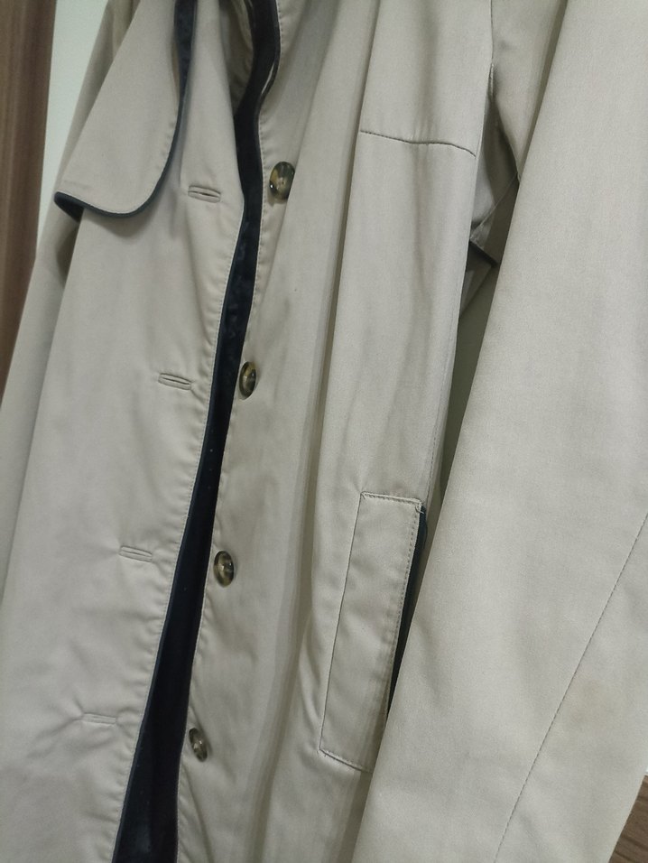 Bej Midi Düğmeli Kadın Trençkot - Görsel 4