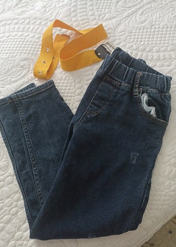 Çocuk Lacivert Bol Kesim Kot Pantolon - Görsel 4