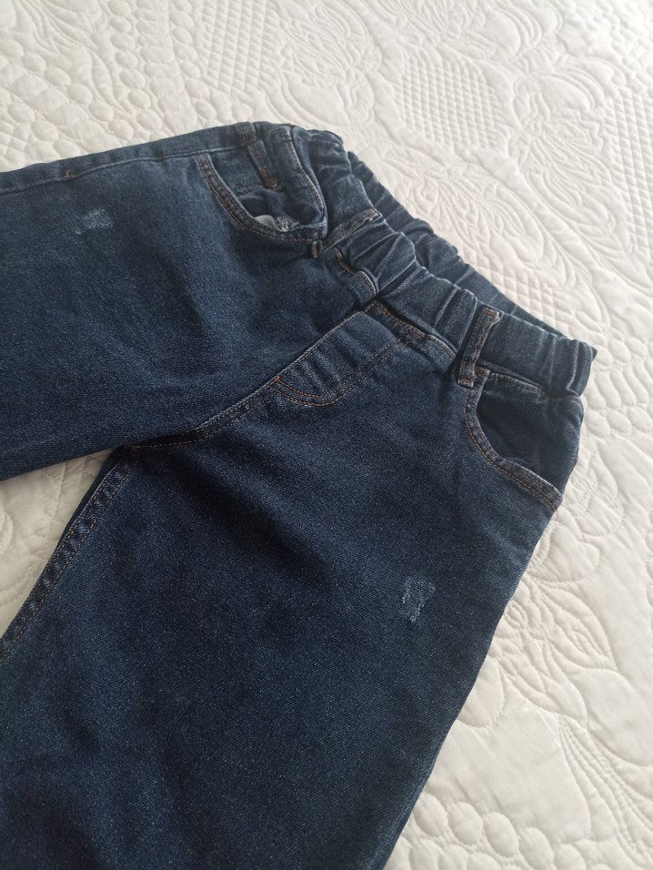 Çocuk Lacivert Bol Kesim Kot Pantolon - Görsel 3