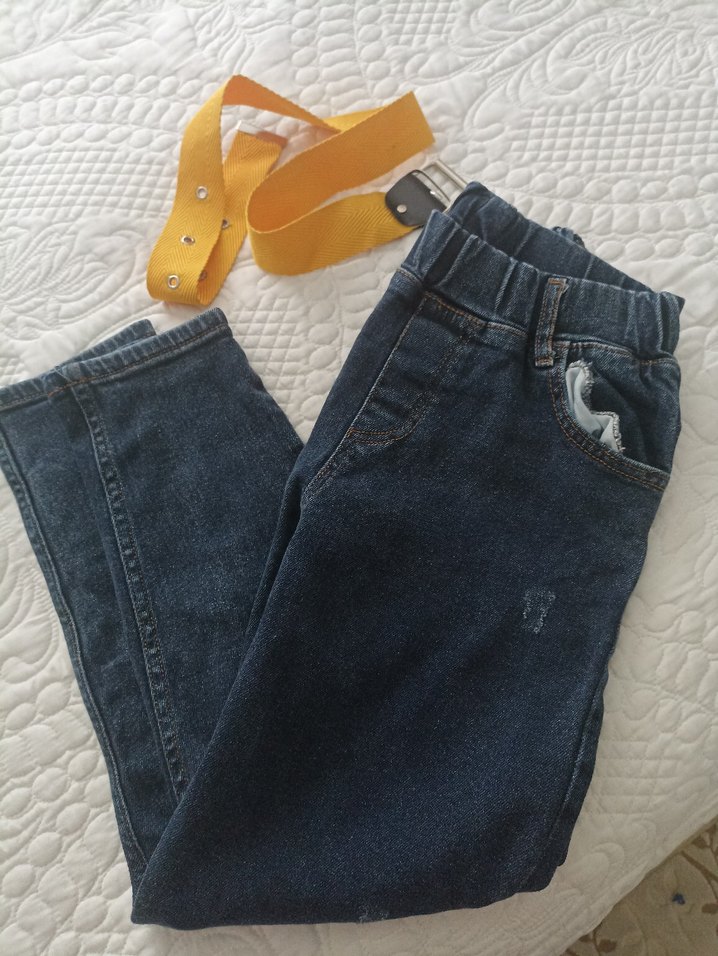 Çocuk Lacivert Bol Kesim Kot Pantolon - Görsel 4