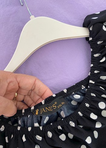 Siyah Puantiyeli Uzun  Elbisesi - Görsel 4