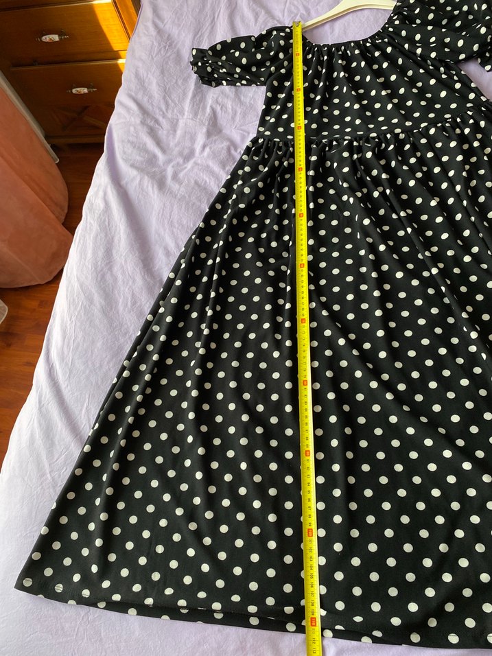 Siyah Puantiyeli Uzun  Elbisesi - Görsel 5