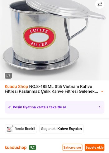 American Vintage paslanmaz çelik kahve filtresi