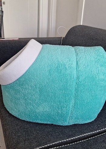 Turkuaz Peluş Kedi Yuva Yatak - Görsel 4