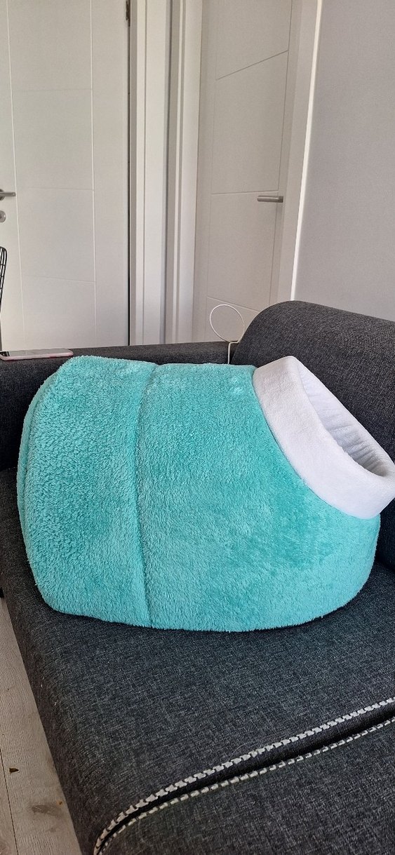 Turkuaz Peluş Kedi Yuva Yatak - Görsel 2