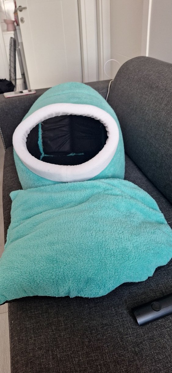 Turkuaz Peluş Kedi Yuva Yatak - Görsel 5