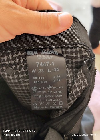 34 Beden BLK Jeans Kaliteli Kumaş Pantolon