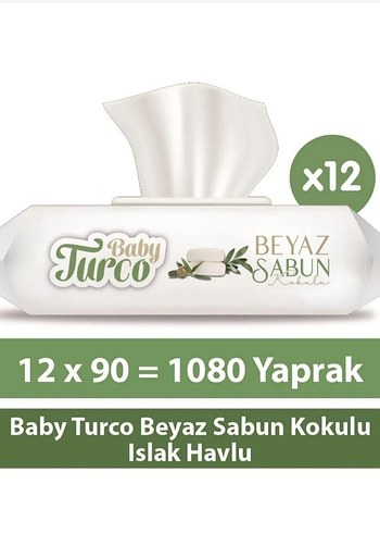 Baby Turco Beyaz Sabun Kokulu Islak Havlu 12x90 Yaprak