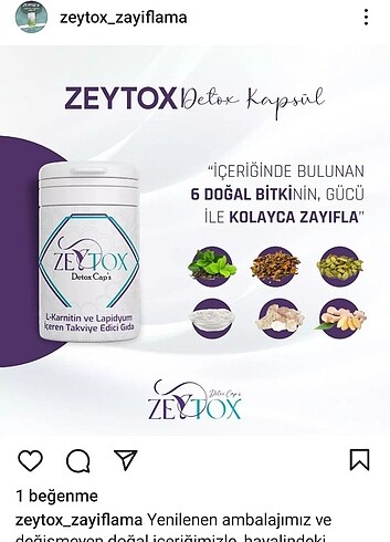 Zeytox detox kapsül