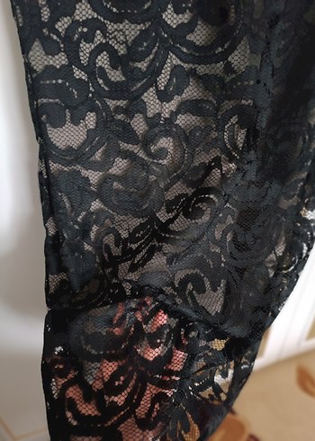 Siyah Dantel Uzun Kollu Abiye Elbise - Görsel 2