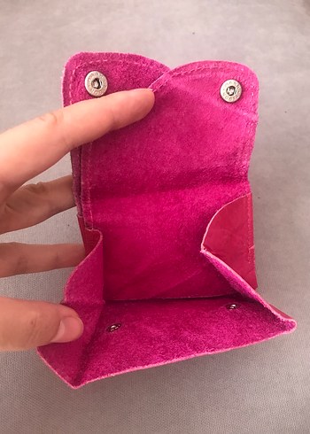 Beden pembe Renk Pembe Süet Tokalı Kadın Cüzdanı