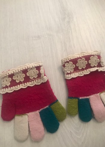 Nakışlı Çok Renkli Kız Eldiveni - Görsel 3