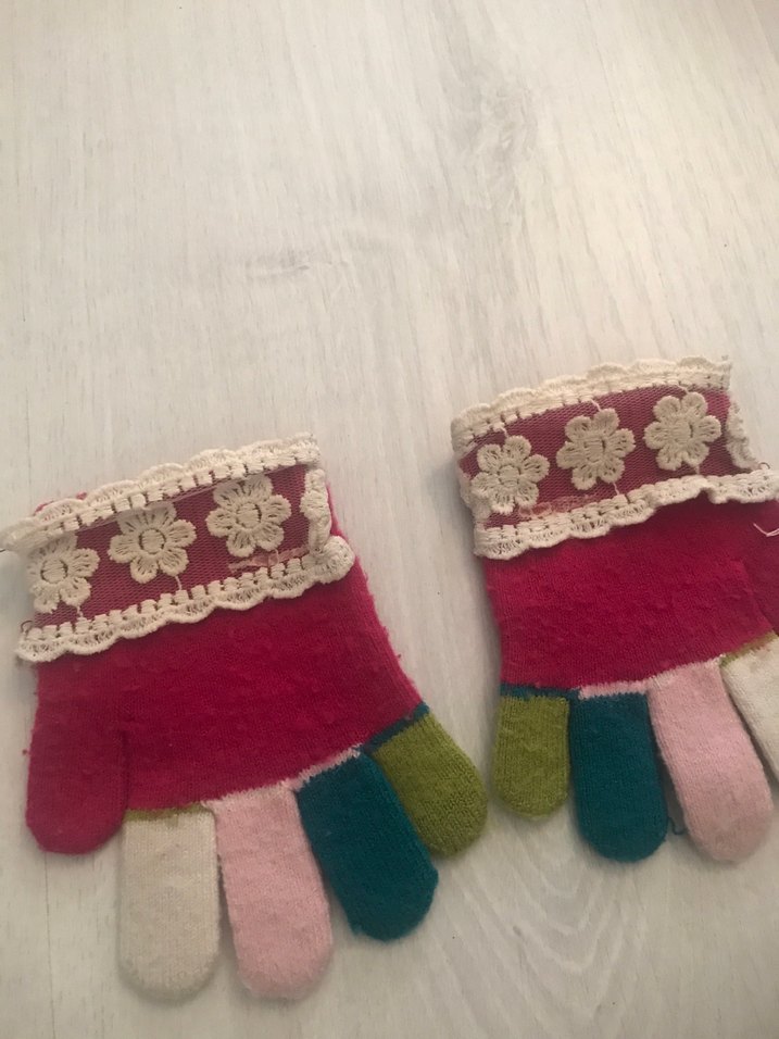 Nakışlı Çok Renkli Kız Eldiveni - Görsel 3