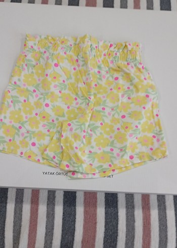 Kız Çocuk Sarı Çiçekli Fırfırlı Şort etek - Görsel 2
