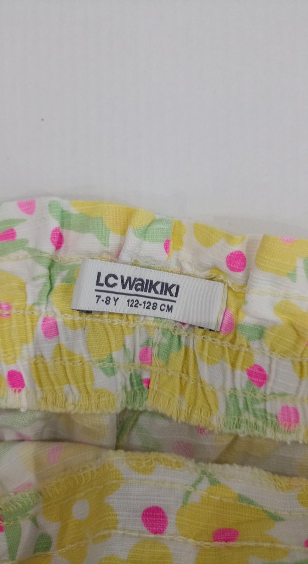 Kız Çocuk Sarı Çiçekli Fırfırlı Şort etek - Görsel 3