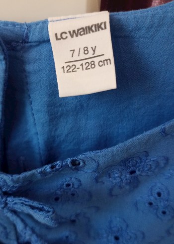 Mavi Nakışlı Kız Çocuk Elbise - Görsel 2