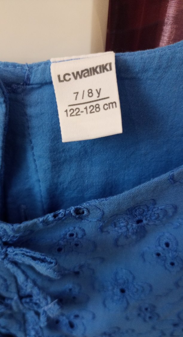 Mavi Nakışlı Kız Çocuk Elbise - Görsel 2