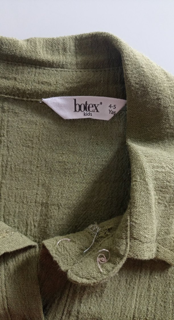 Düğmeli Keten Kumaş Erkek çocuk Tulum - Görsel 2