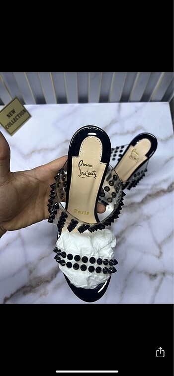 Christian Louboutin Christian Louboutin deri topuklu terlik