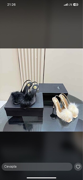Ysl tüylü topuklu terlik