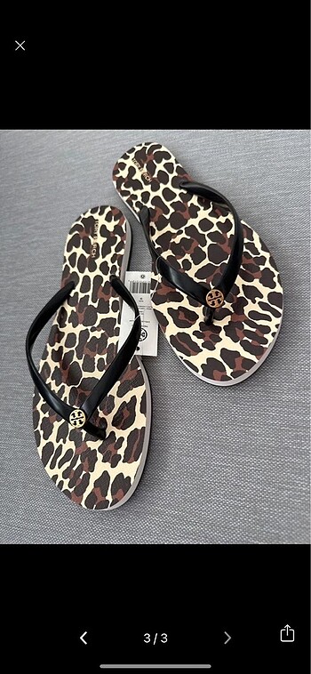 Orjinal tory burch leopar parmak arası terlik