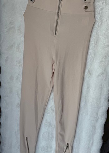 Bej Kadın Mini Süet Skinny tayt Pantolon - Görsel 2