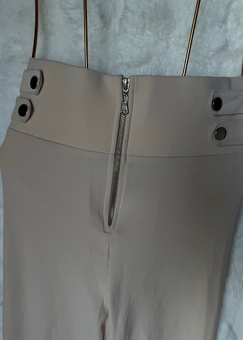 Bej Kadın Mini Süet Skinny tayt Pantolon - Görsel 3