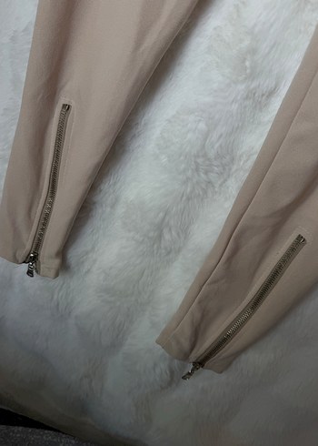 Bej Kadın Mini Süet Skinny tayt Pantolon - Görsel 5