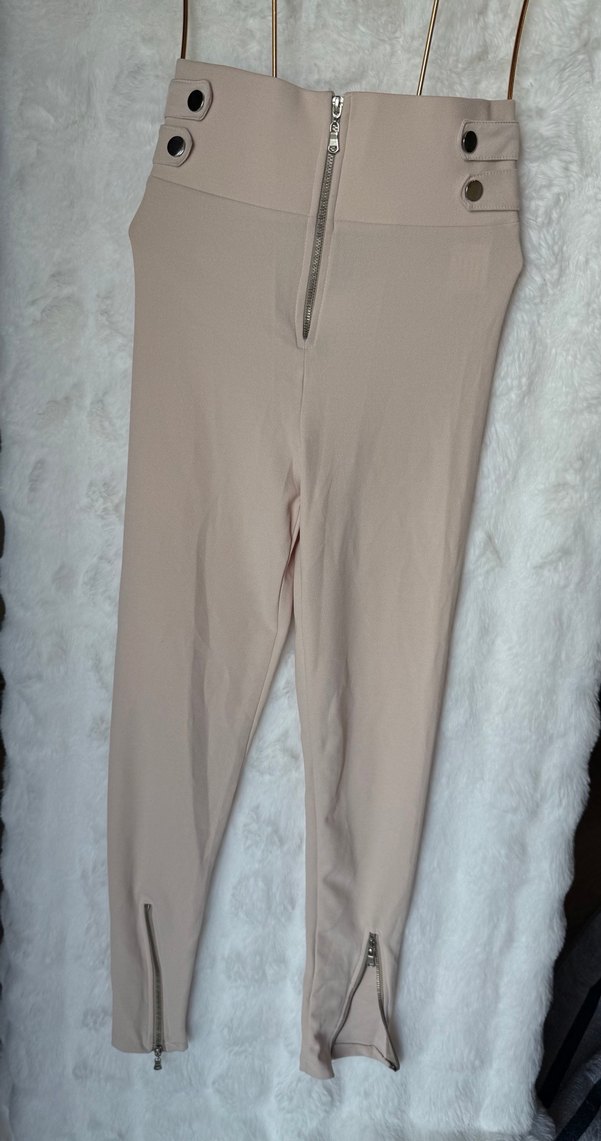 Bej Kadın Mini Süet Skinny tayt Pantolon - Görsel 2