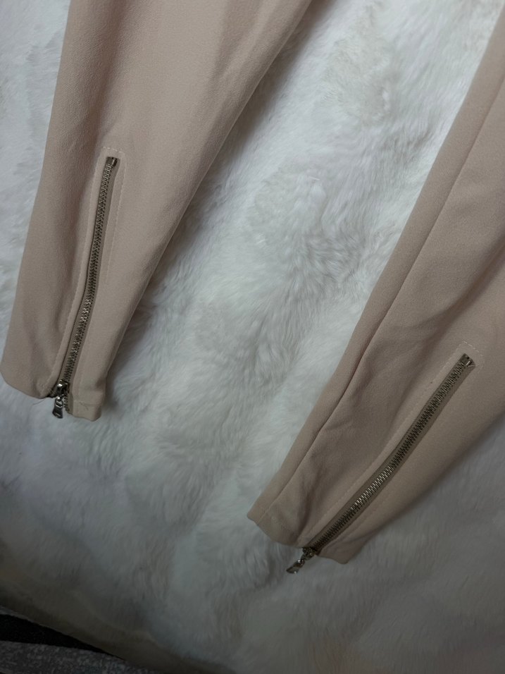 Bej Kadın Mini Süet Skinny tayt Pantolon - Görsel 5