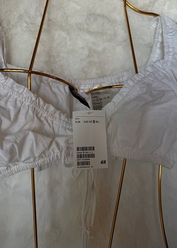 Beyaz Fırfırlı Kısa Keten Bluz - Görsel 5