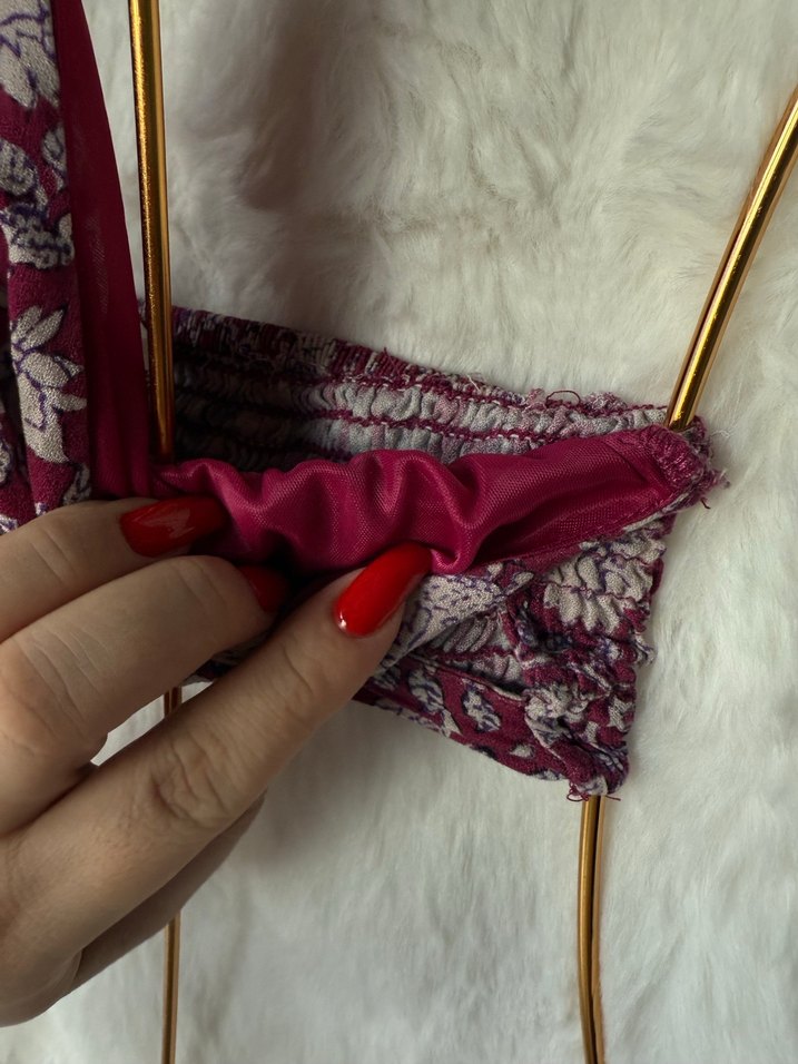 Bordo Bohem Desenli bluz - Görsel 4