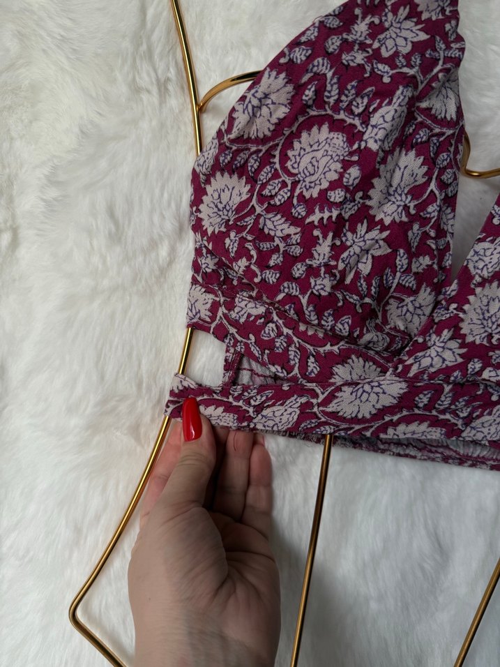 Bordo Bohem Desenli bluz - Görsel 2